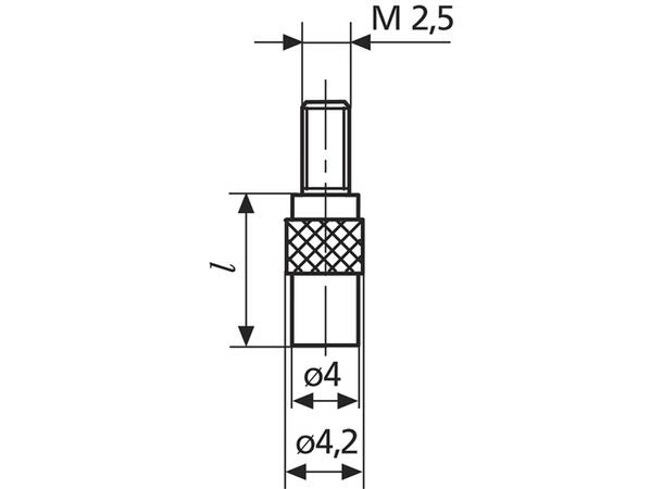 Mahr 43600xx Målespiss 903  L= Flat spiss 4 mm - M2,5 innfesting - stål 