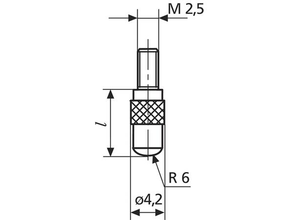 Mahr 4360009 målespiss 902 L= 6,0 mm M2,5 innfesting - stål 