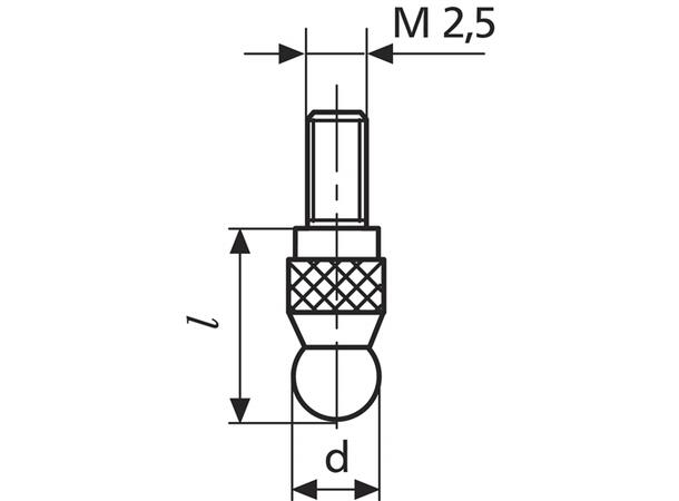 Mahr 43601xx Målespiss 906H ø Kulemålespiss - M2,5 innfesting L= X mm 