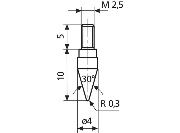 Mahr 4360131 målespiss 904H M2,5 - L10 - R0,3 