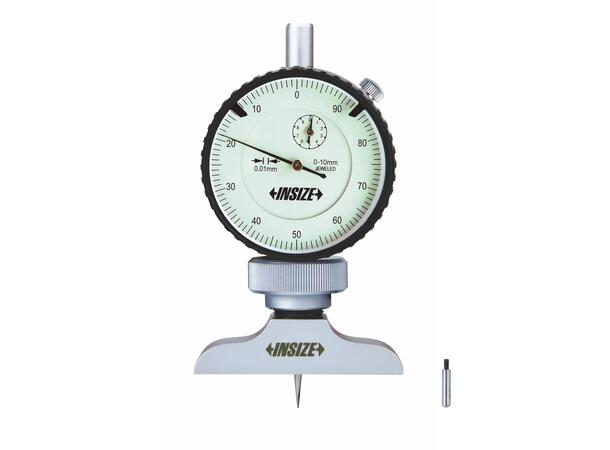 Insize 2341-101A Dybdeanslag med ur 0-10 Base 63 mm, ø58 måleur 