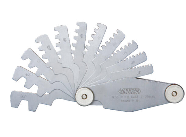 Insize 4824-12, gjengelære Trapez 30° Stigningsmåler 2-20 mm 13 blader 