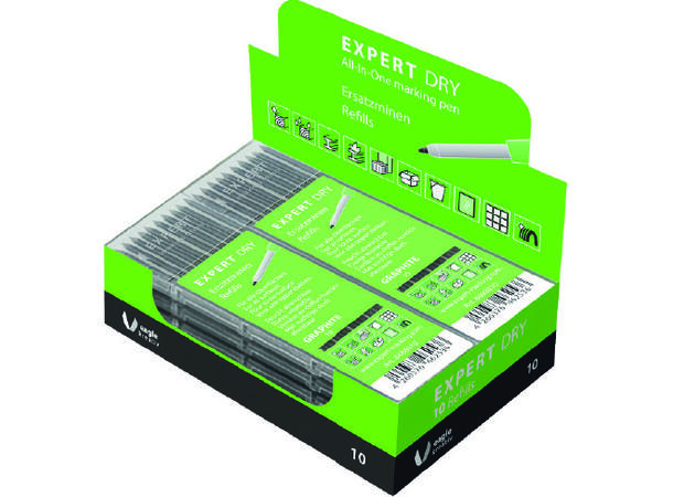 MERKEBLYANT EXPERT DRY REFILL SORT 10 STK REFILL GRAPHITE SORT 8488010 