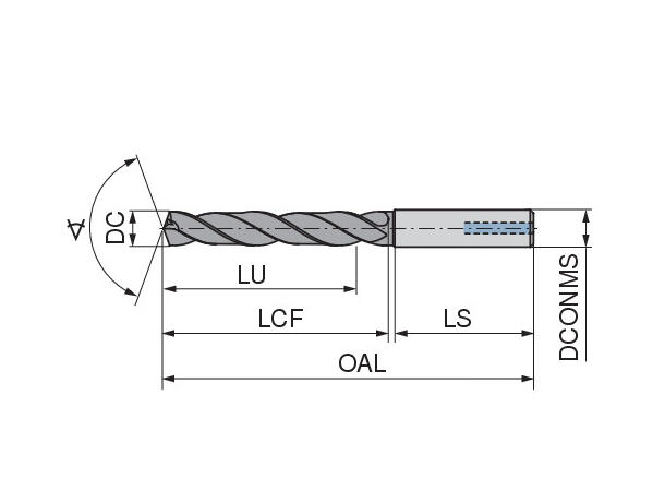 CERATIZIT WTX-AL7,80.R.5D.IK.HA DLC SOLID CARBIDE TWIST DRILL 