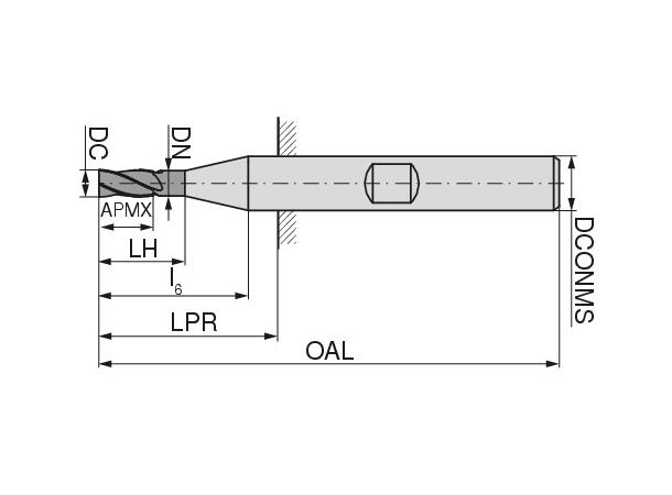 Ceratizit 50120 3skj alu - 6,0 mm Alu pinnefres, HSS, belagt 