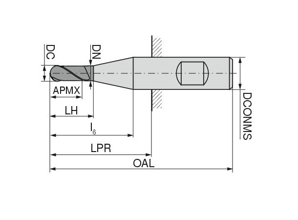 CERATIZIT N.RD.25,0.30°.Z2.HB.L HSS-E RADIUS MILLING CUTTER 
