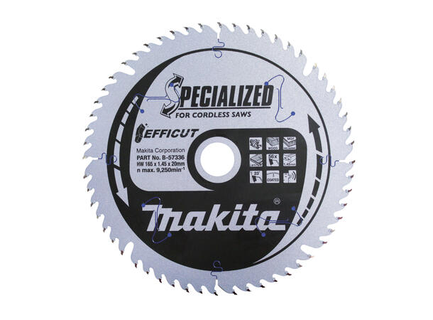 MAKITA SIRKELSAGBLAD 165X1,45X20 56T EFFICUT FOR TREVERK 