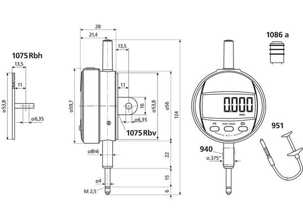 Mahr 4372000 951 Trådløfter 250 mm 