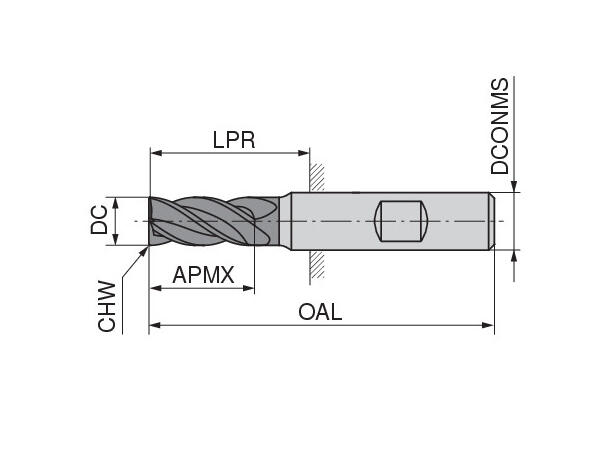 Ceratizit 54071 Kort - 5,0 mm 4skj HM Pinnefres, belagt, universal , kort 