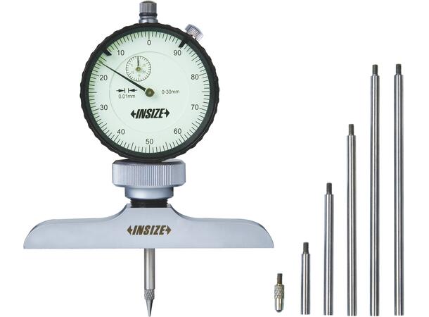 Insize 2342-202 Dybdeanslag med ur 0-30 Base101,5x17 mm, range 0-300, ø58 måleur 