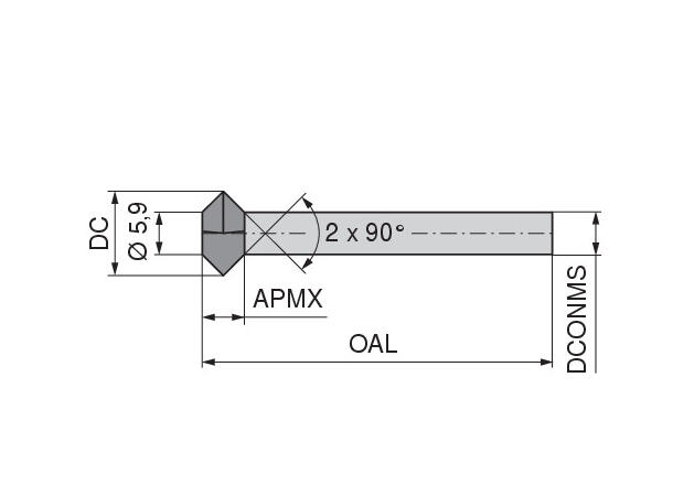 CERATIZIT UNI.EF.12,0.0°.Z4.HA TI1000 SOLID CARBIDE NC DEBURRING CUTTER 