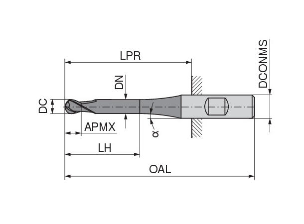 Ceratizit 54074 4skj HM - 20,0 mm Kulefres, belagt , fullradie, redusert 