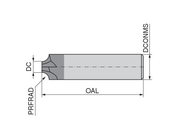 CERATIZIT UNI.VR.4,0.0°.Z4.HA TI1000 SOLID CARBIDE QUARTER ROUND CUTTER 