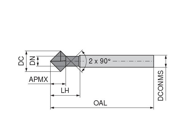 CERATIZIT UNI.EF.4,8.0°.Z4.HA TI1000 SOLID CARBIDE NC DEBURRING CUTTER 