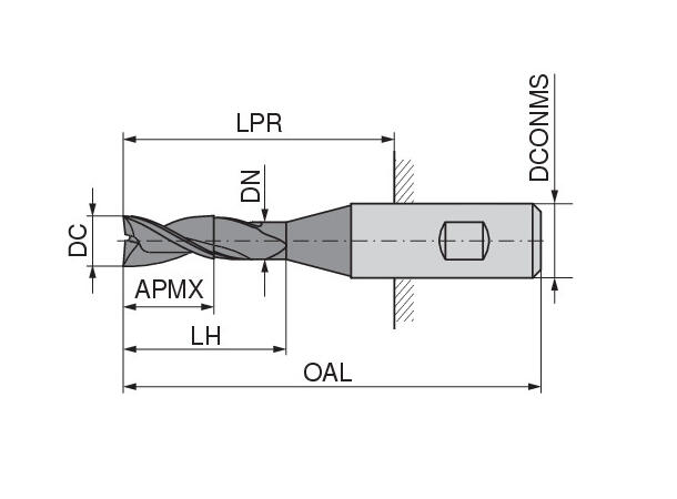 CERATIZIT N.SA.6,0.30°.Z2.HB.K TI1000 SOLID CARBIDE END MILLING CUTTER 