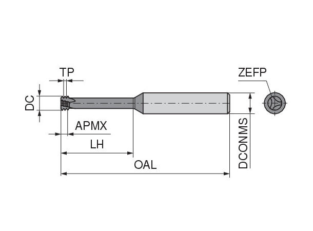 Ceratizit ZSGF.M2.3D.HA.3.IR/IL AlTiN SOLID CARBIDE THREAD MILLING CUTTER 